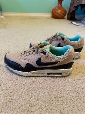 Nike Tan and Black Sneakers with Teal Lining
